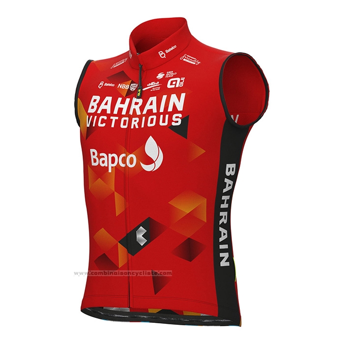 2022 Gilet Coupe-vent Bahrain Victorious Rouge Manches Courtes et Cuissard